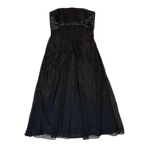 Belsoie Black Strapless Formal Dress‎ 10 Satin Chiffon Empire Waist Bridesmaids